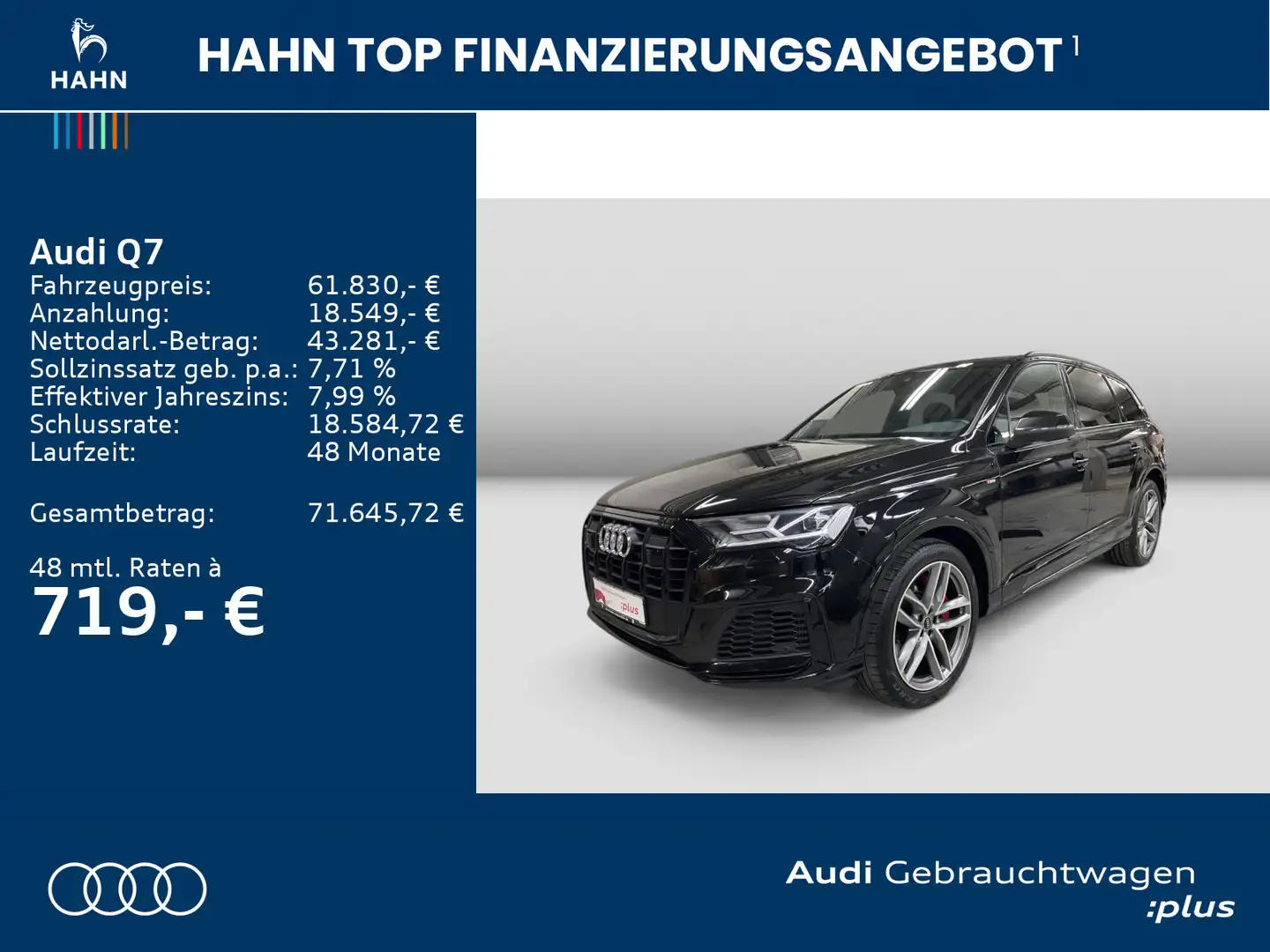 Audi Q7 55TFSIe quattro Tiptrc S-line Pano AHK CAM Schwarz - 2