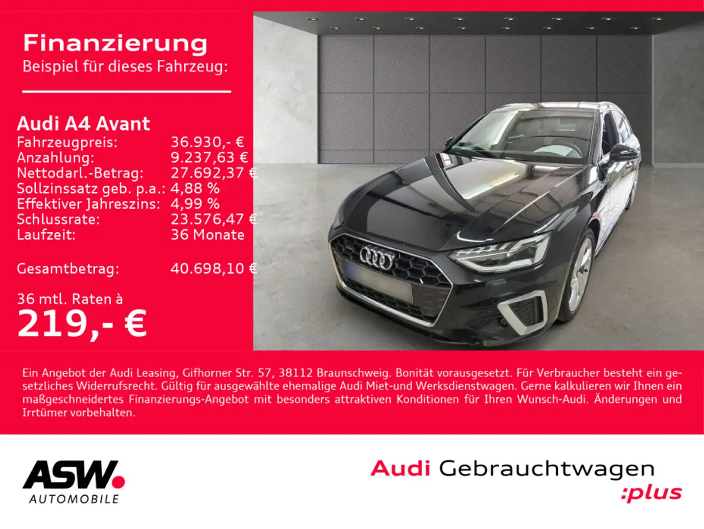 Audi A4 S line 40TFSI quattr NAVI MATRIX AHK VC Noir - 1