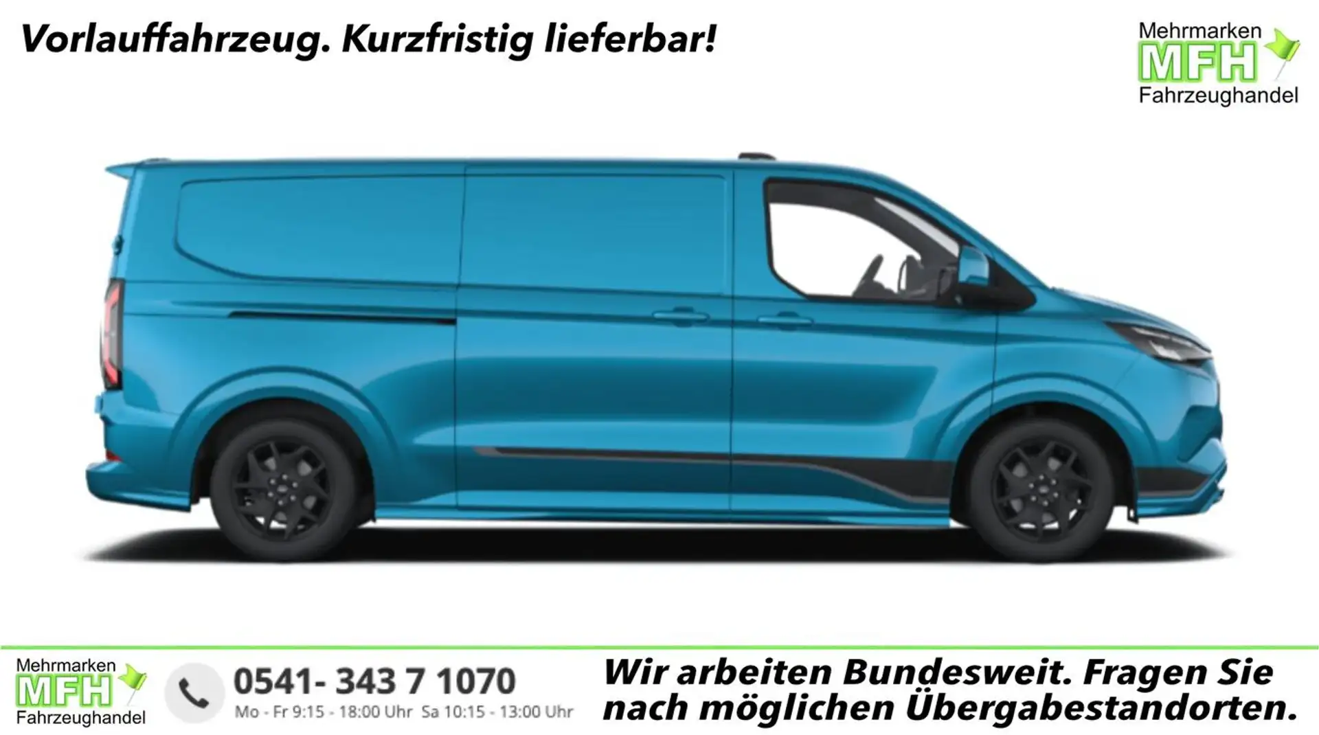 Ford E-Transit Custom Sport 218 340L2 AHK SHZ Nav 19Z 160 kW (... Bleu - 1