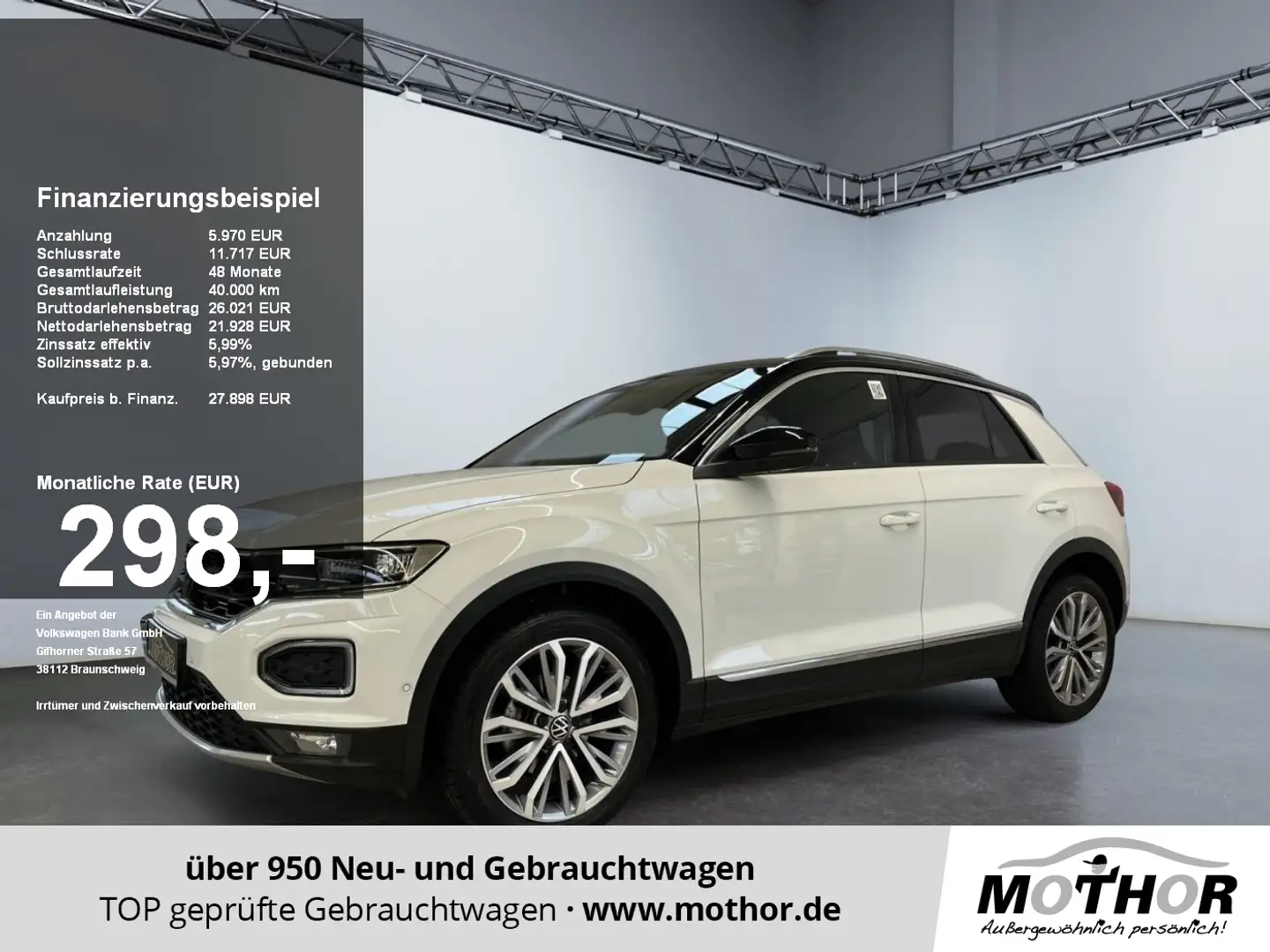 Volkswagen T-Roc Sport 1.5 TSI DSG AHK Parklenkassistent Weiß - 1