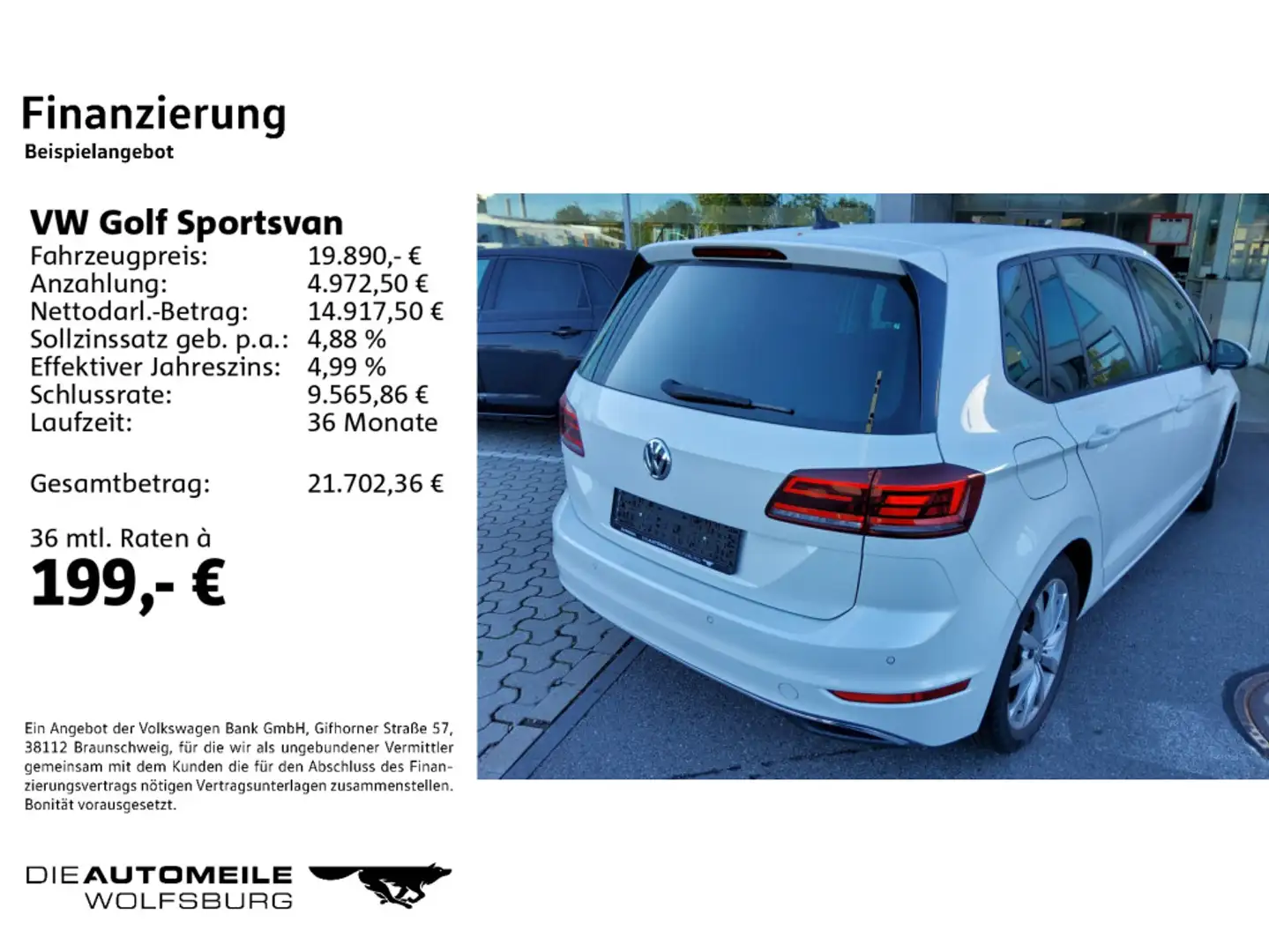 Volkswagen Golf Sportsvan 1.5 TSI United Standhzg/App-Conne Weiß - 2