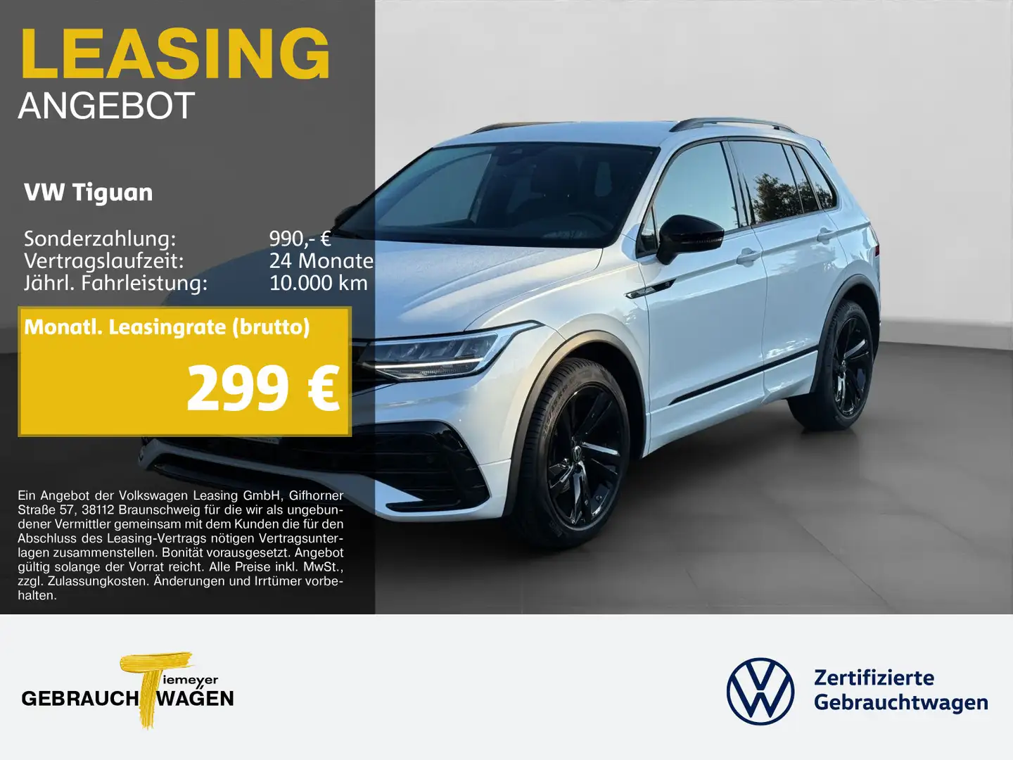 Volkswagen Tiguan 2.0 TDI R-LINE BLACK LEDER AHK NAVI KAMER Blanco - 1