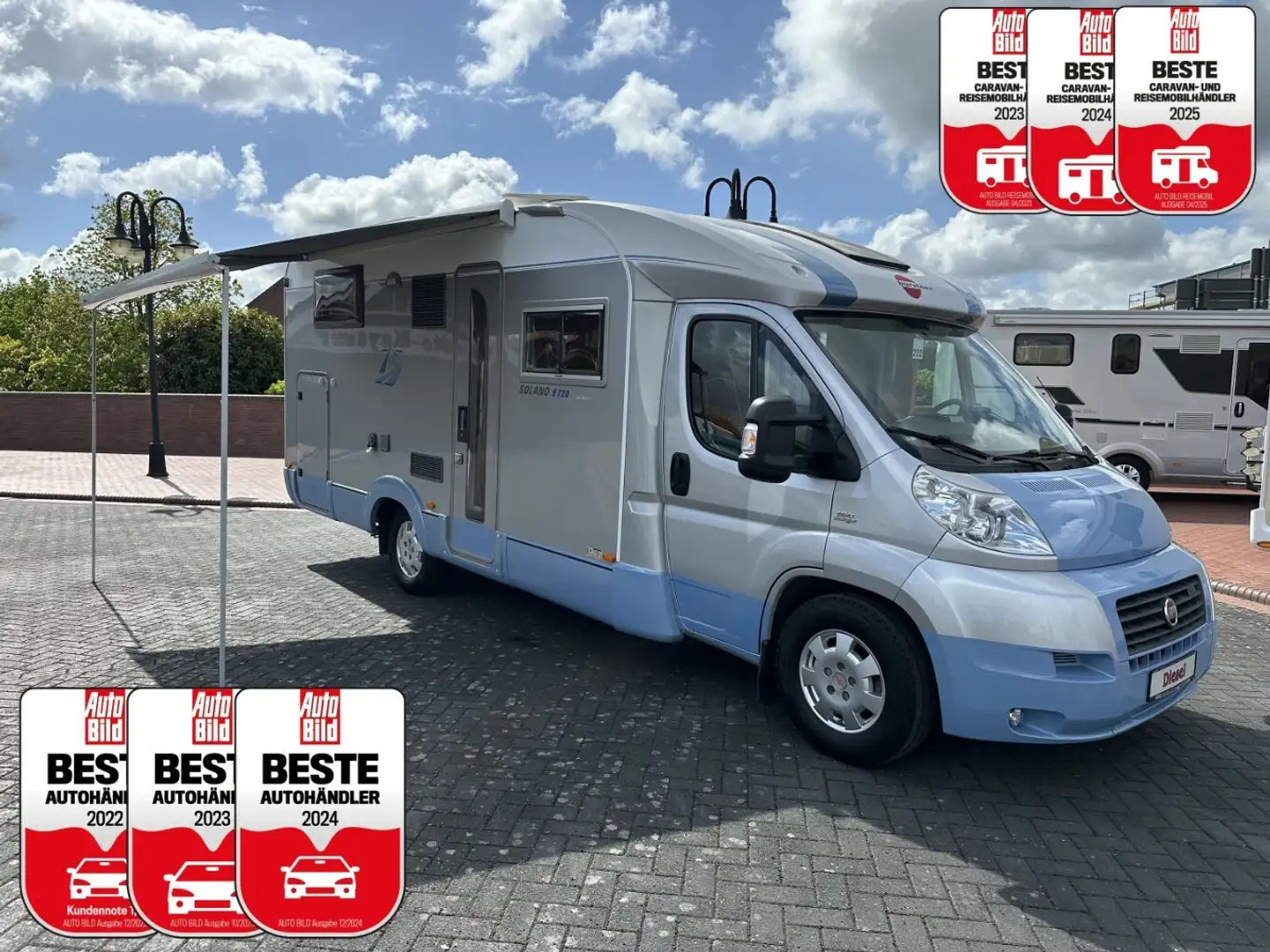 Bürstner Solano T720 4,0t SEHR GEPFLEGT +Einzelbett+TV+2xSo Silber - 1