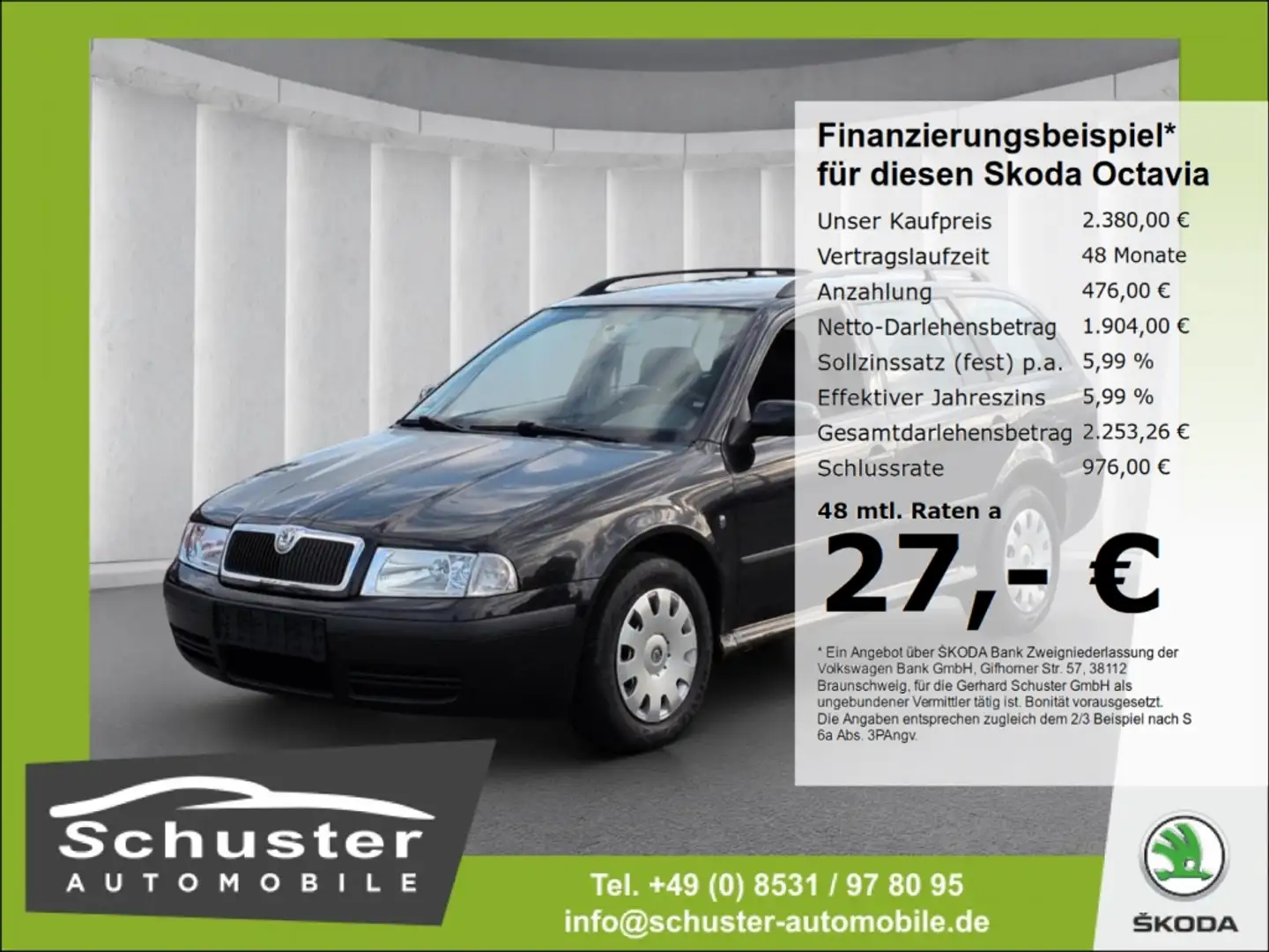 Skoda Octavia Combi TOUR 1.9TDI*Klimaautom CD-Radio Schwarz - 1