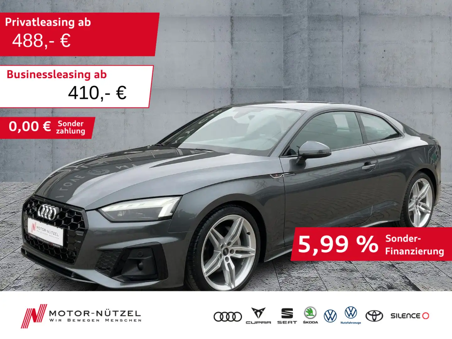 Audi A5 40 TDI QU S-TR S-LINE 5JG+MATRIX+NAV+VC Grau - 1