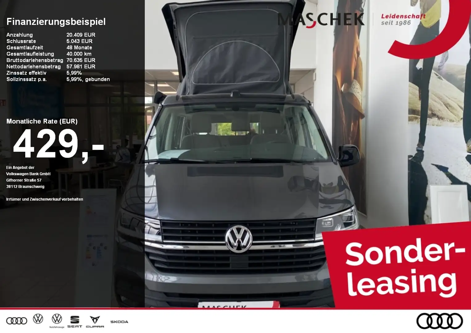 Volkswagen T6.1 California Ocean Edition DSG AHK ACC sofort verfügbar Czarny - 1