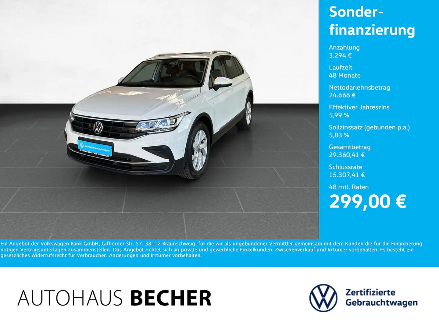 Volkswagen Tiguan Life 2.0 TDI DSG /AHK/Sitzhz/Pano/Navi Weiß - 1