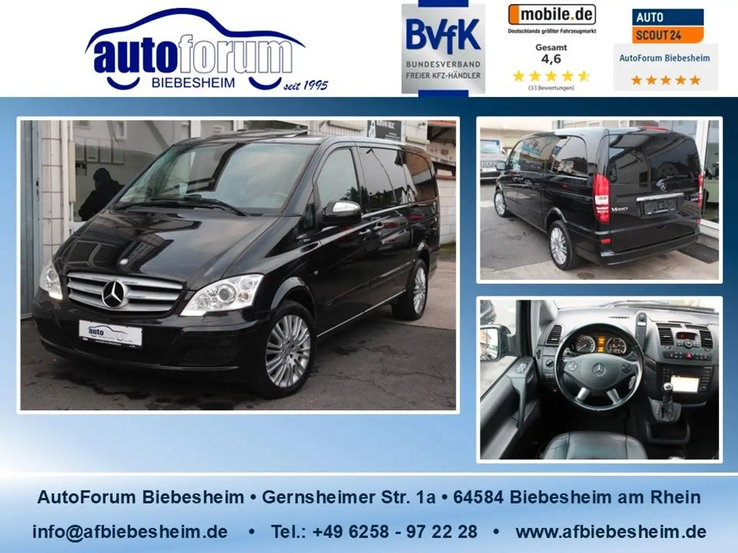 Mercedes-Benz Viano 3.0 CDI lang Leder*Navi*S-Dach*Xenon*2.Hd Noir - 1