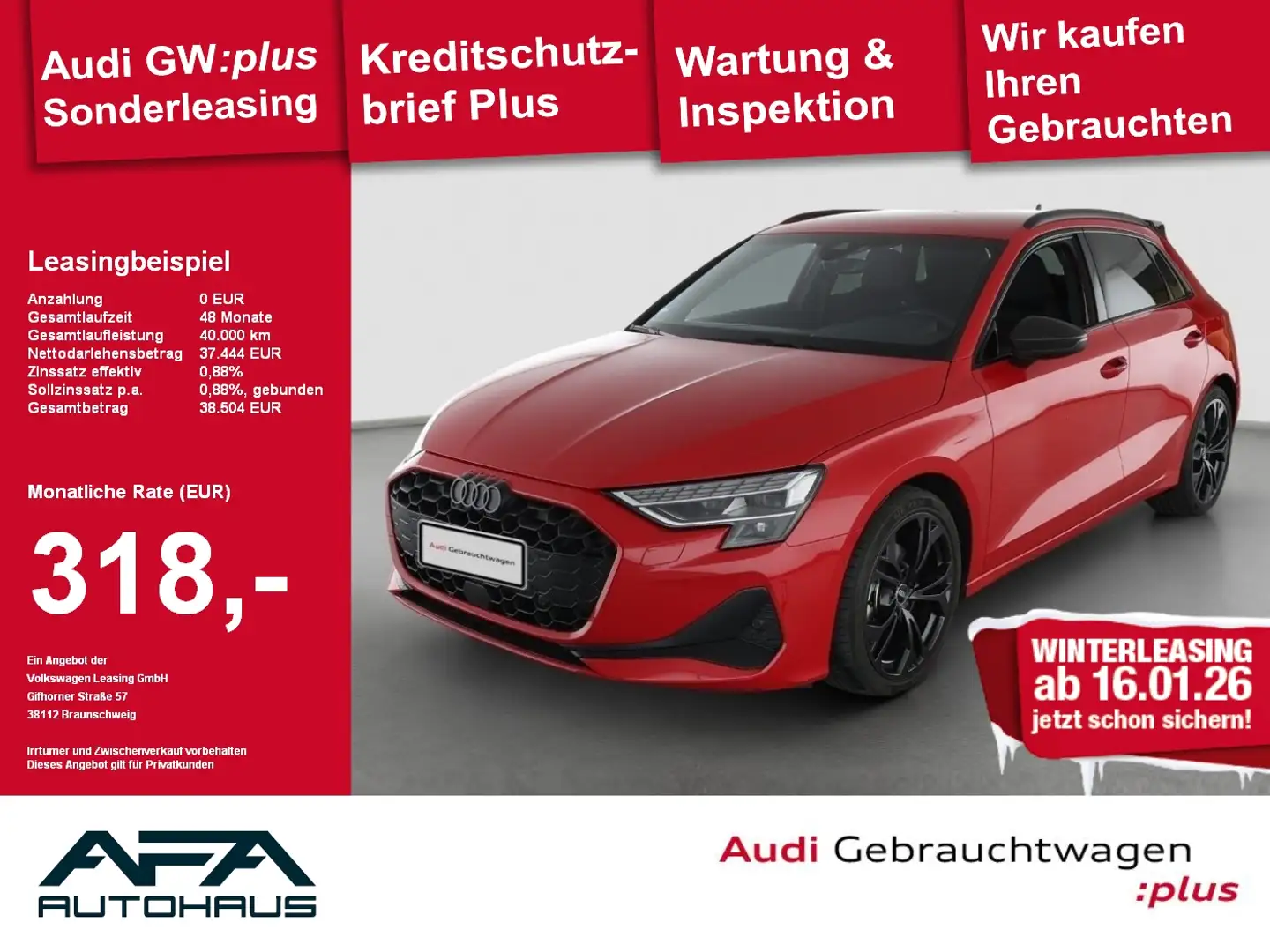 Audi A3 Sportback 35 TFSI Adv. S tr. S-Line*Carbon*AHK Rot - 1