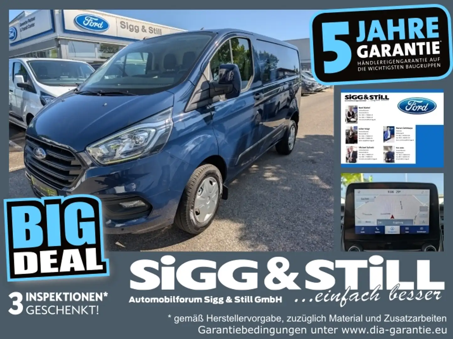 Ford Transit Custom 280 L1 Trend NAVI*KLIMA*PDC*TEMP Bleu - 1