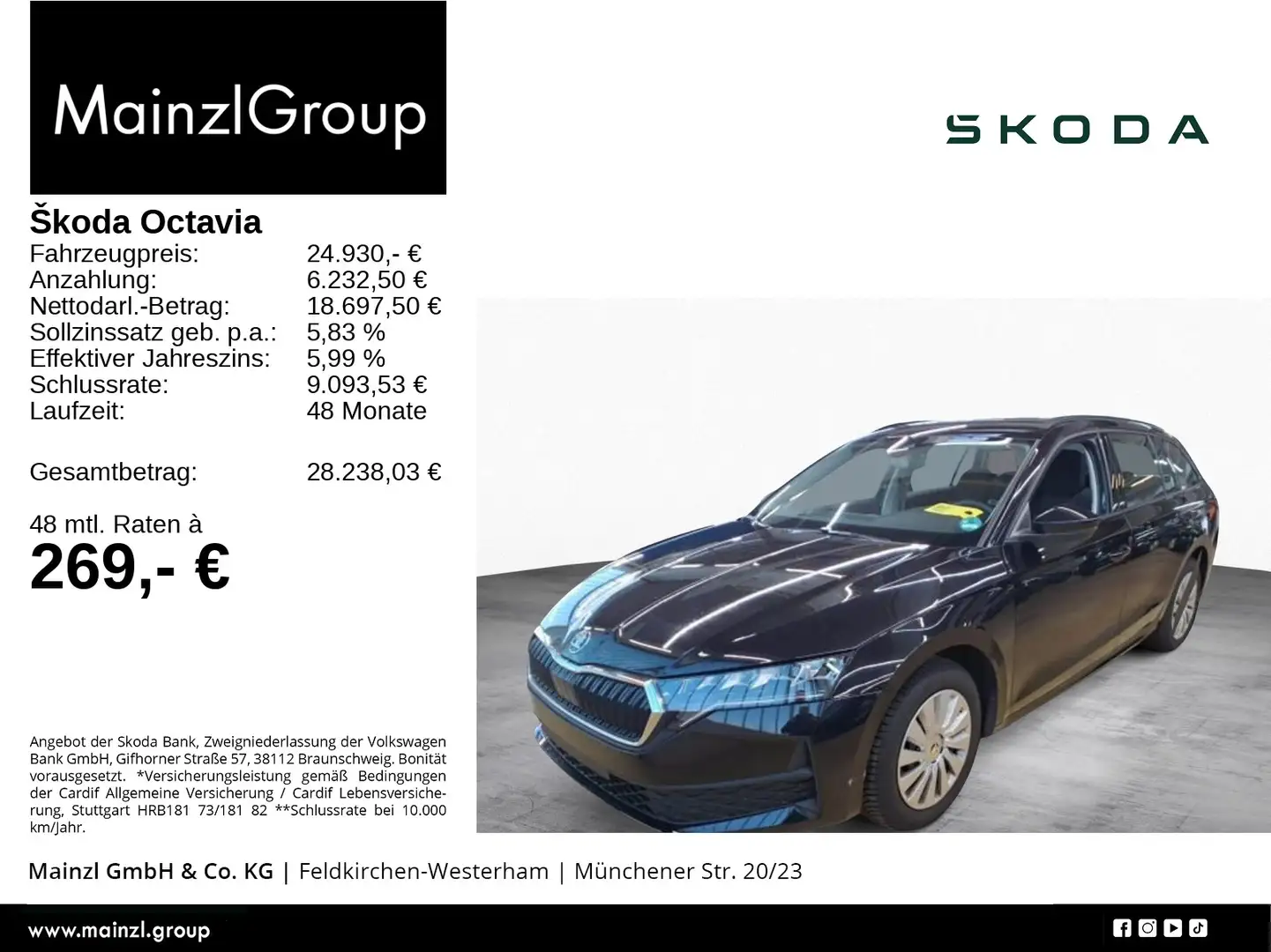 Skoda Octavia Combi 1.5 TSI DSG Essence AHK Carplay Noir - 1