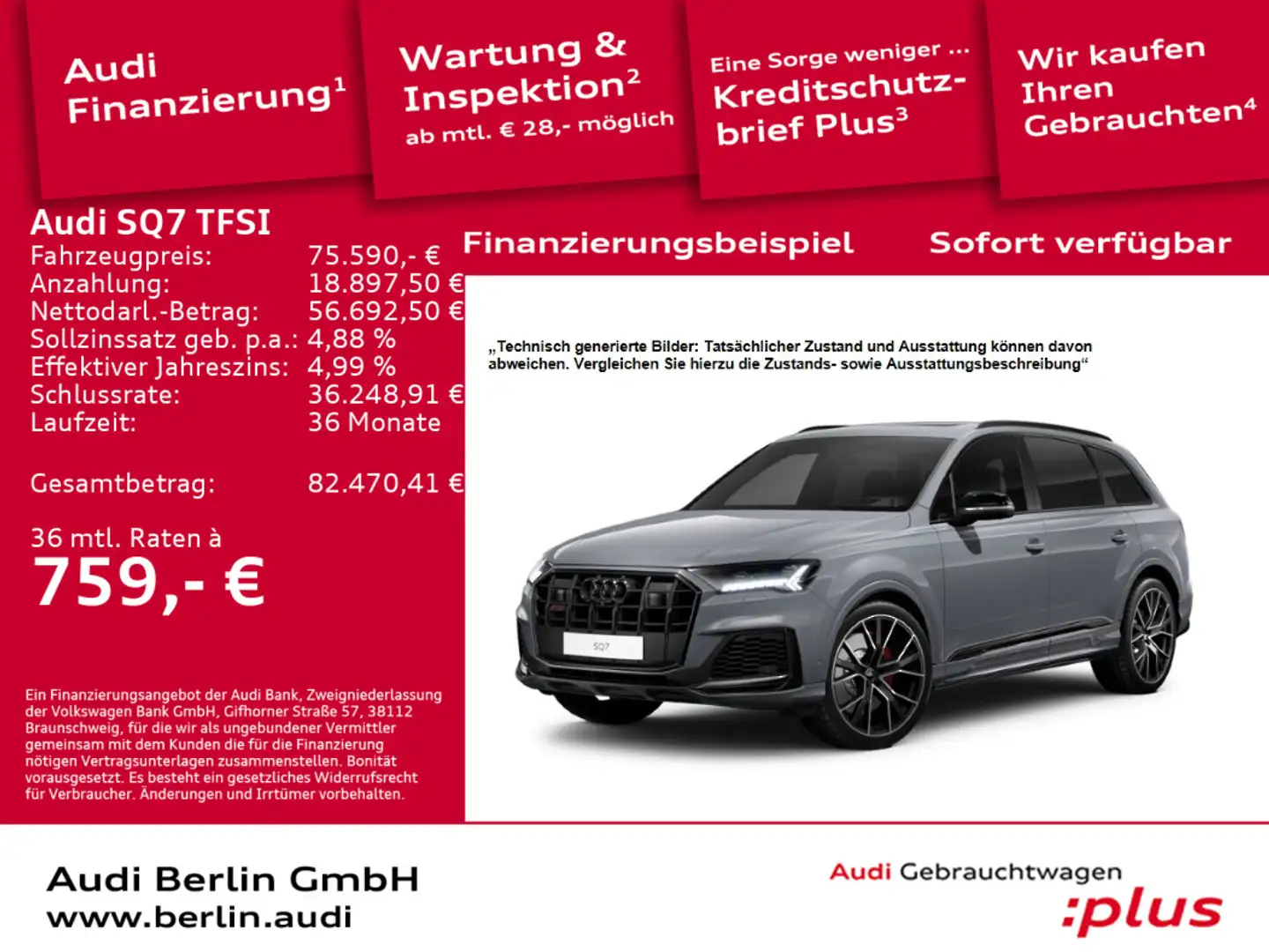 Audi SQ7 tiptr. AHK 7.SITZER STDHZG PANO HUD 360 Gris - 1