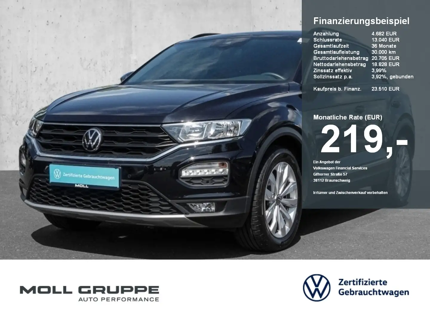 Volkswagen T-Roc 1.5 TSI DSG Sport NAVI PANO PDC DYNLI AUT Schwarz - 1