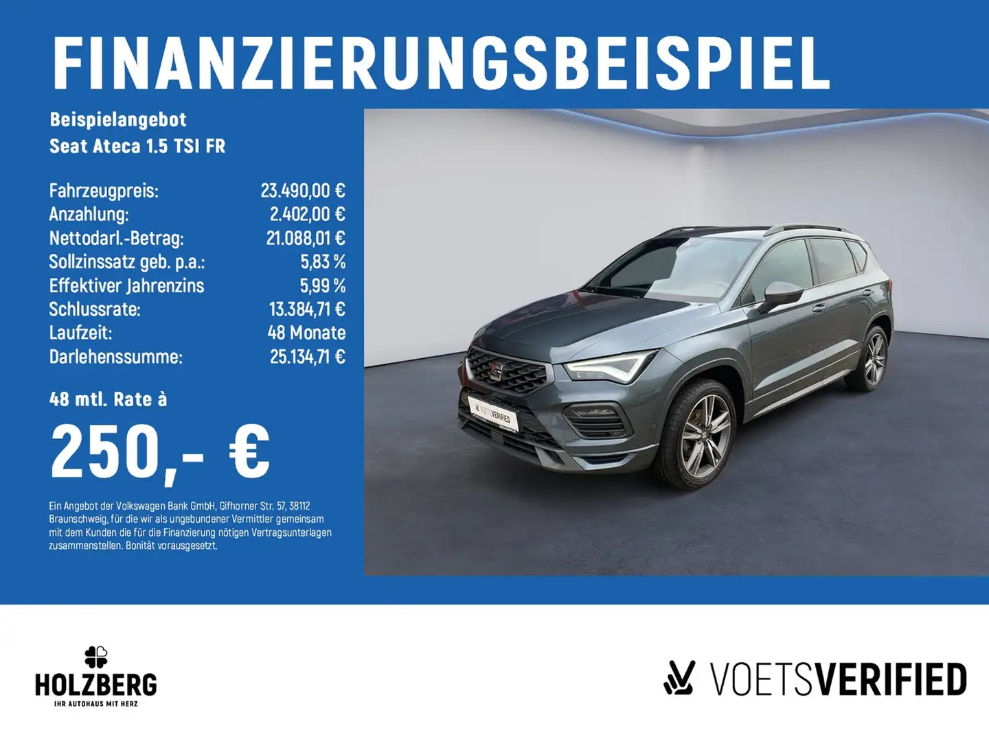 SEAT Ateca 1.5 TSI FR STHZ+ACC+RFK Grau - 2