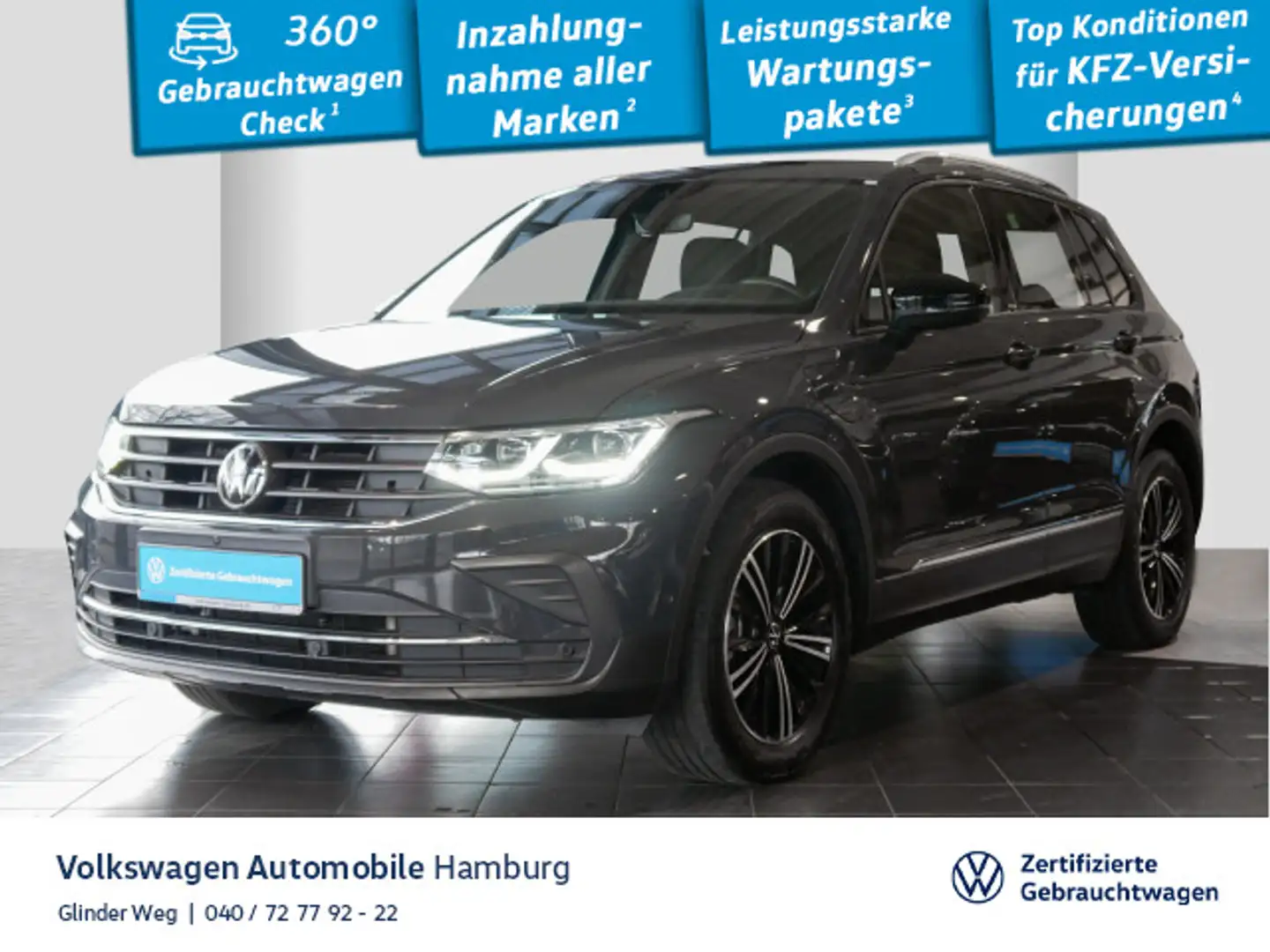 Volkswagen Tiguan 1.4 TSI eHybrid Kamera Navi LED Sitzhzg Grau - 1
