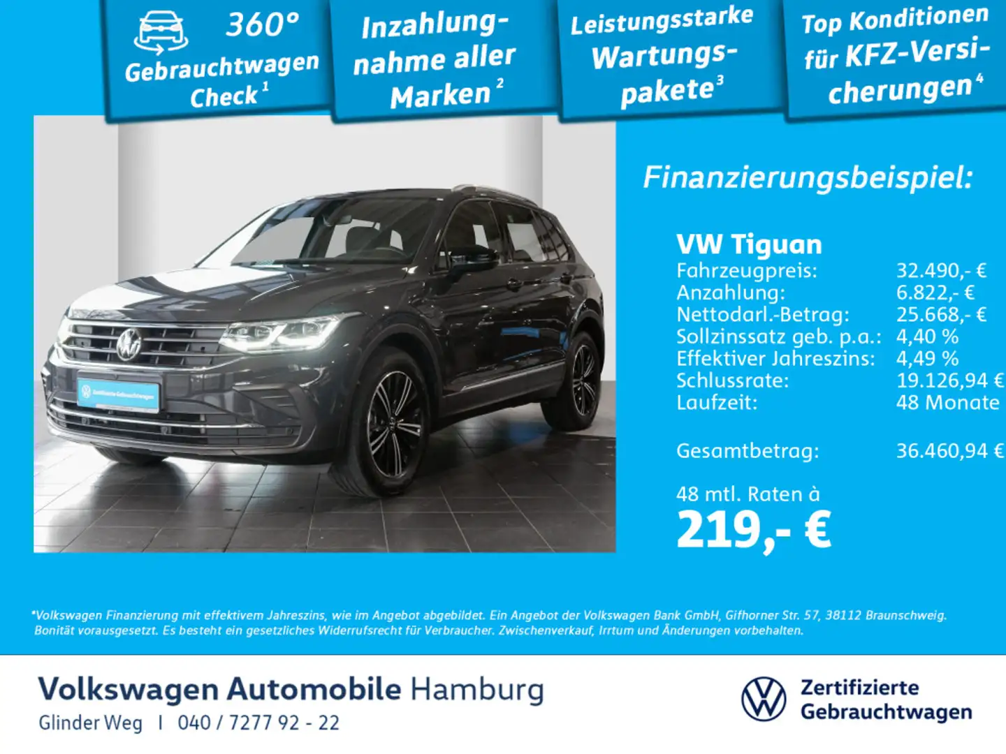 Volkswagen Tiguan 1.4 TSI eHybrid DSG AHK Parklenkassistent Grau - 1