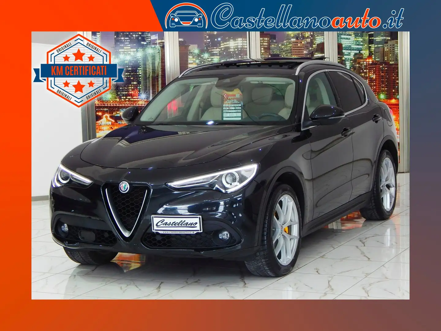 Alfa Romeo Stelvio 2.2 t Executive Q4 210cv Aut. TETTO-NAVI-PELLE-LED Negro - 1