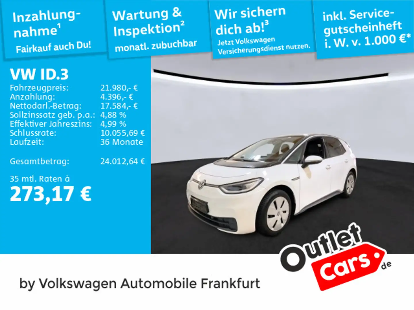 Volkswagen ID.3 Pro Performance Navi IQ.Light DAB+ FrontAss Weiß - 1