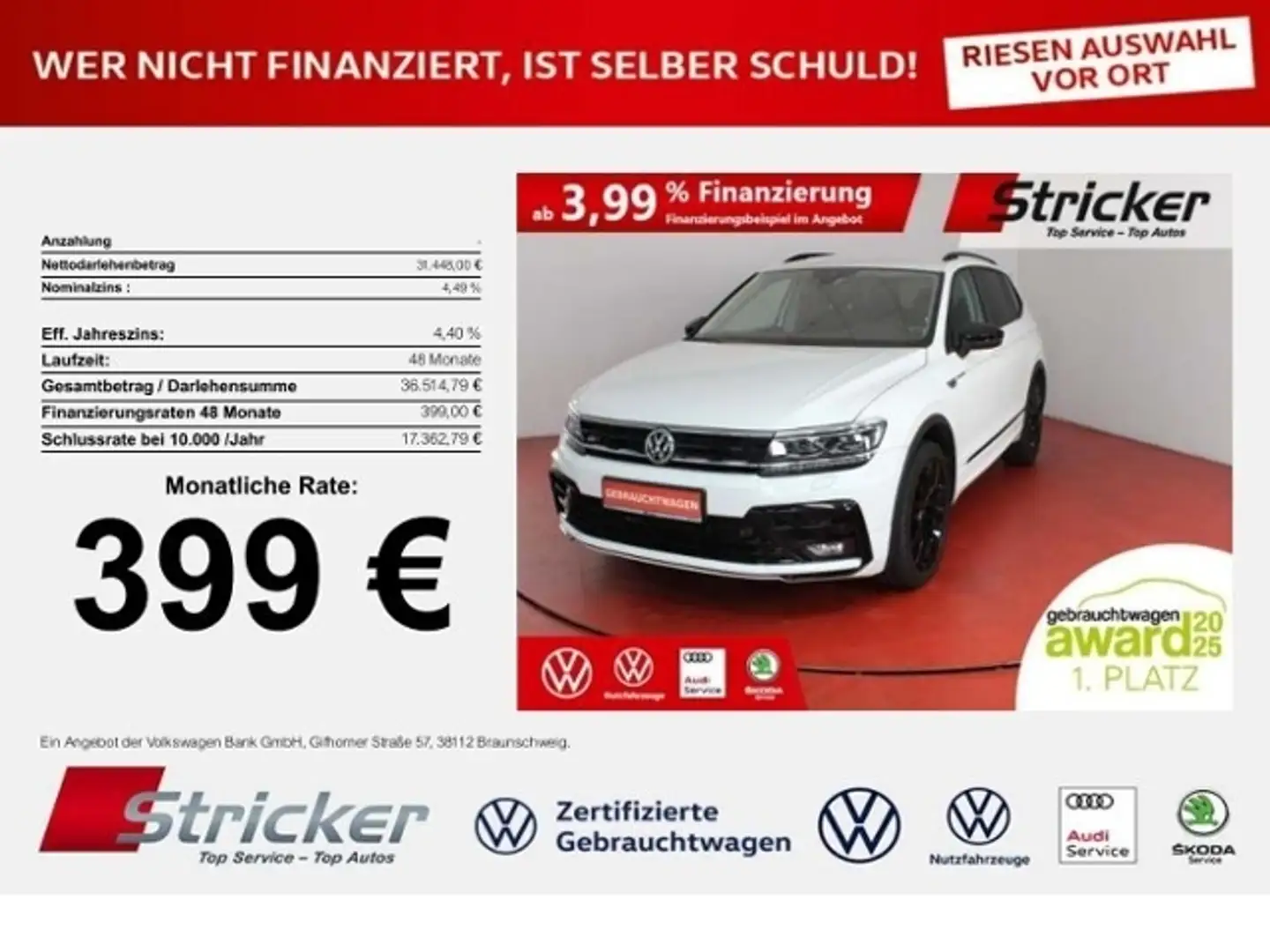 Volkswagen Tiguan Allspace R-Line Black Style 1.5TSI DSG 399,-ohne Anzahlung Weiß - 1