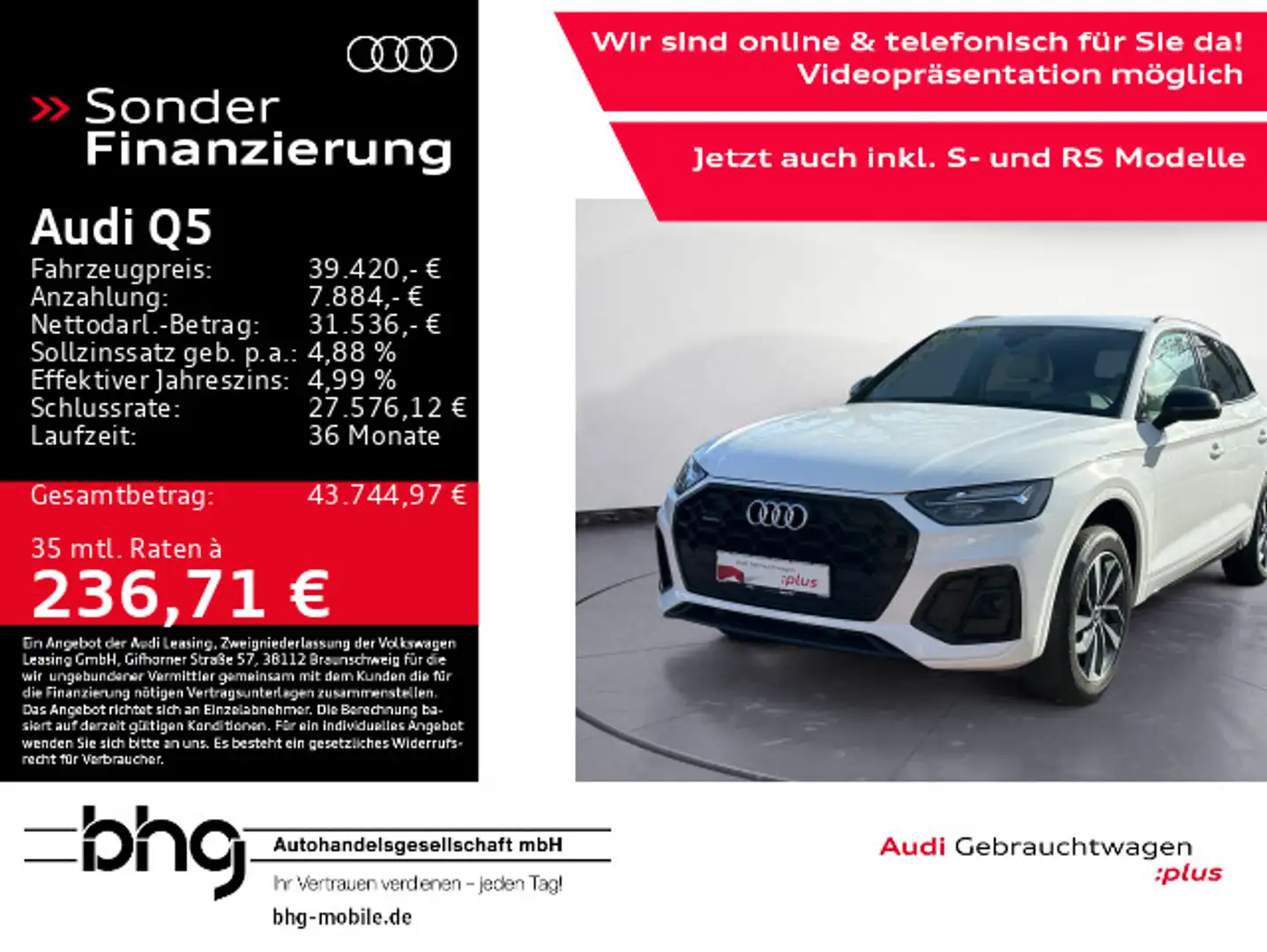 Audi Q5 40 TFSI quattro S-tronic S-Line Business Navi Weiß - 1