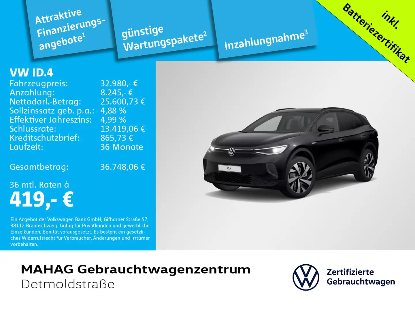 Volkswagen ID.4 Pro Performance150 kW WärmePu CCS AHK IQ.Li Schwarz - 1