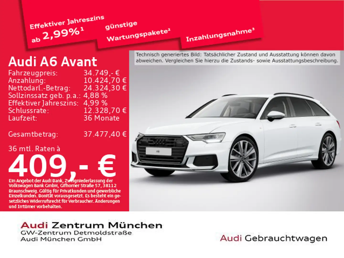 Audi A6 40 TDI S tronic sport AHK/HuD/ACC/Virtu Weiß - 1
