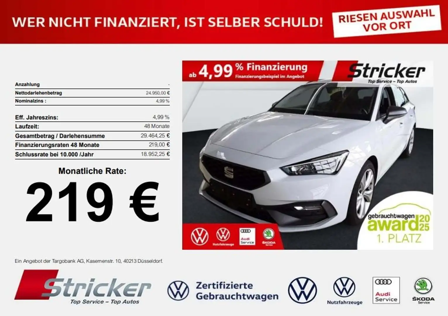 SEAT Leon ST FR-Line 1.5eTSI DSG 219,-ohne Anzahlung ACC Ka Weiß - 1
