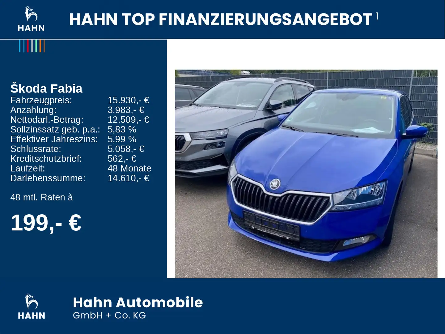 Skoda Fabia 1.0 TSI DSG Clever ACC Smart Link Klima Blau - 2