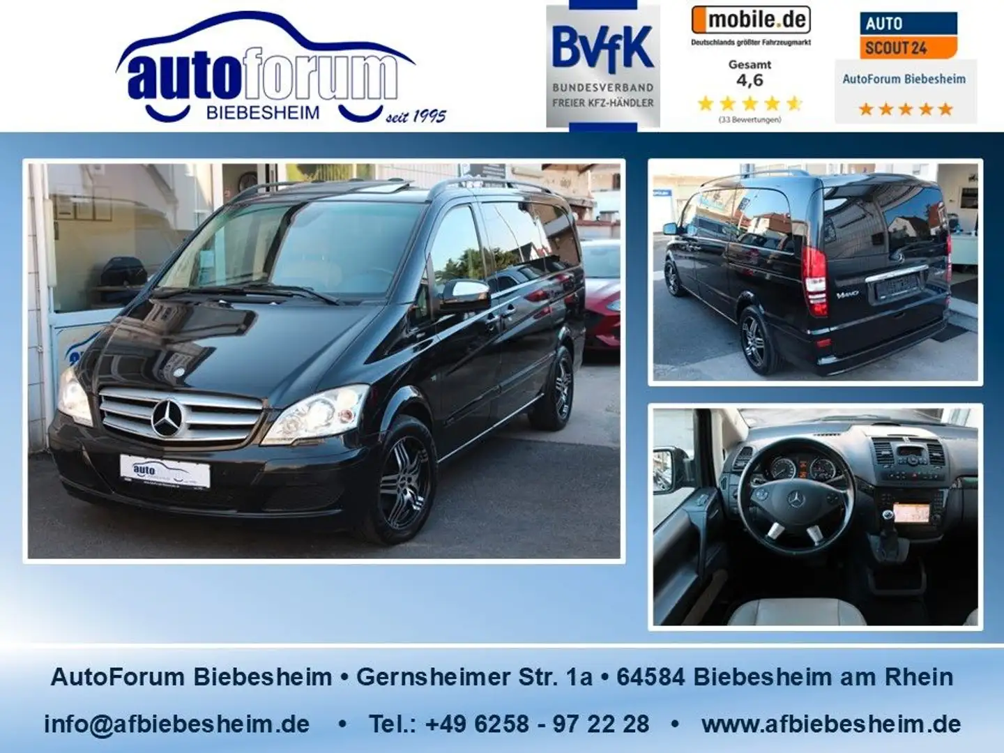 Mercedes-Benz Viano 3.0 CDI Ambiente lang Xenon*Stndh*2xS-Dach Schwarz - 1