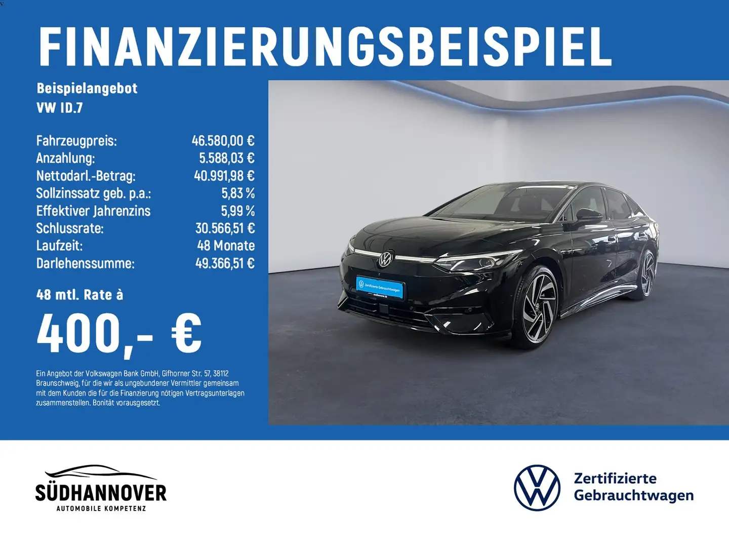Volkswagen ID.7 Pro 210 kW PANO+AHK+NAVI+LED+SHZ+PDC Schwarz - 2
