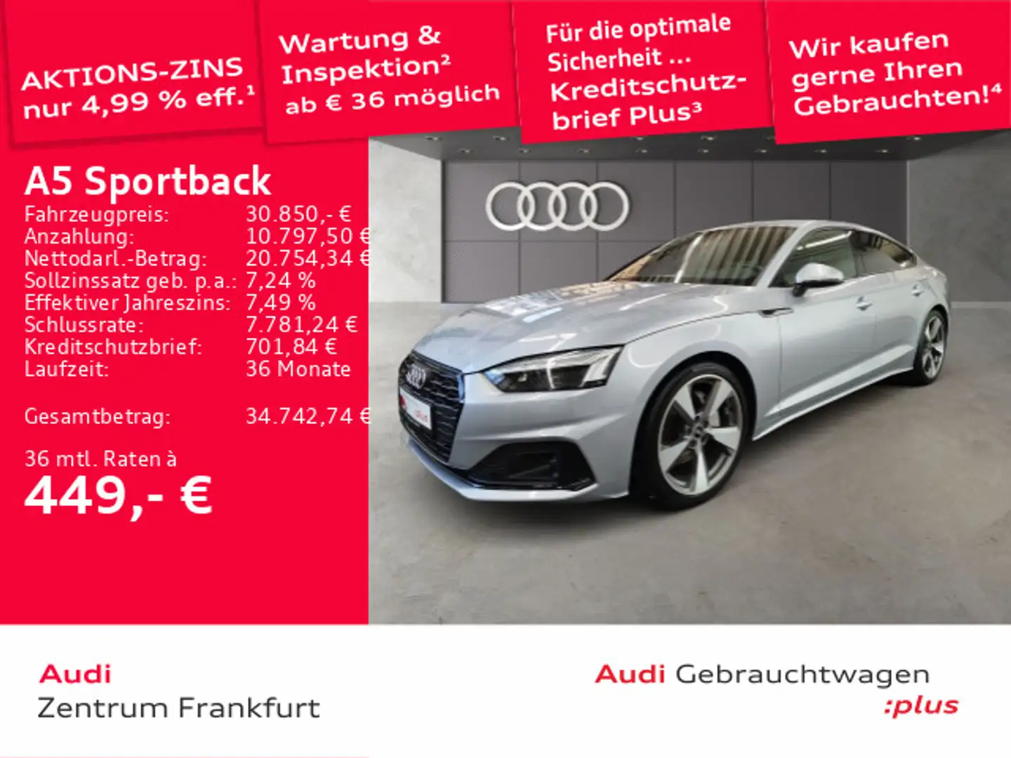 Audi A5 40 TDI advanced  S tronic Matrix-LE Silber - 1