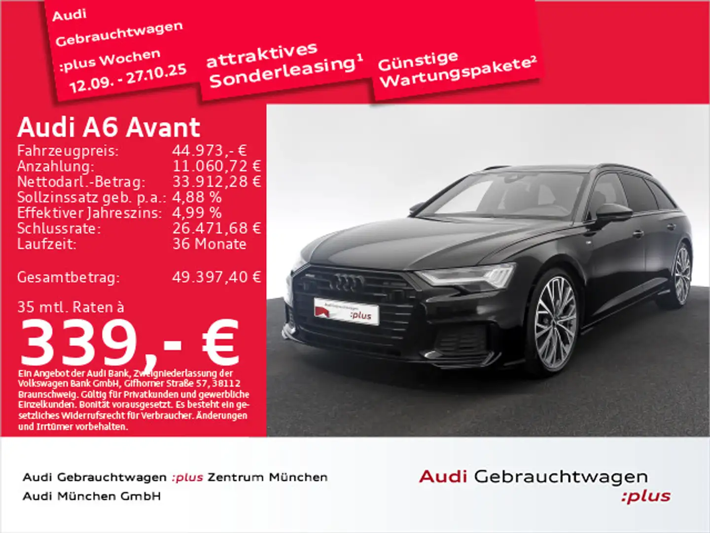 Audi A6 45 TFSI qu. S tronic 2x S line Pano/HD- Zwart - 1