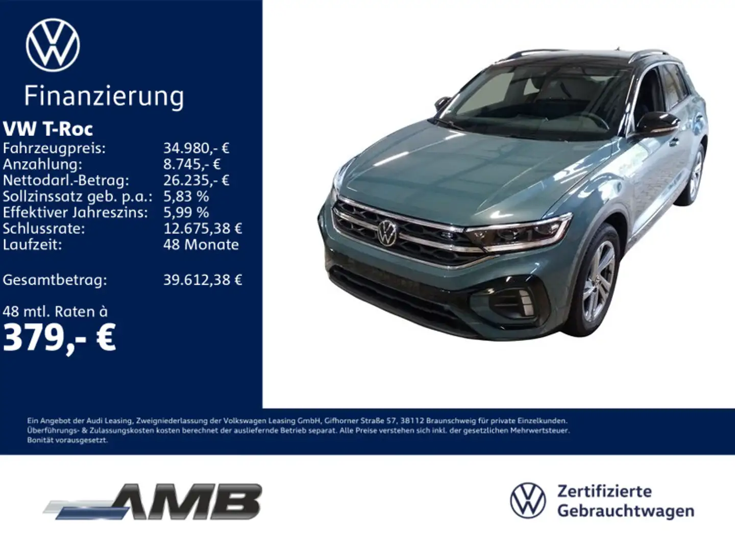 Volkswagen T-Roc R-Line 1.5 TSI DSG/AHK/Standhz/RFK/04.30Ga Blau - 1
