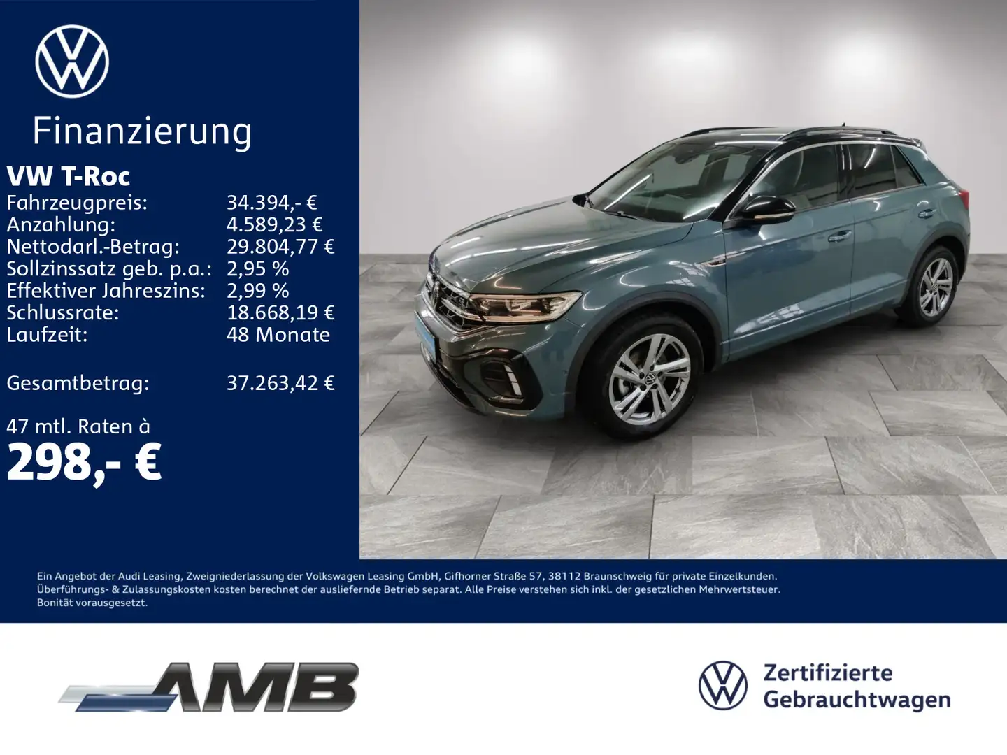 Volkswagen T-Roc R-Line 1.5 TSI DSG/AHK/Standhz/RFK/04.30Ga Blau - 1