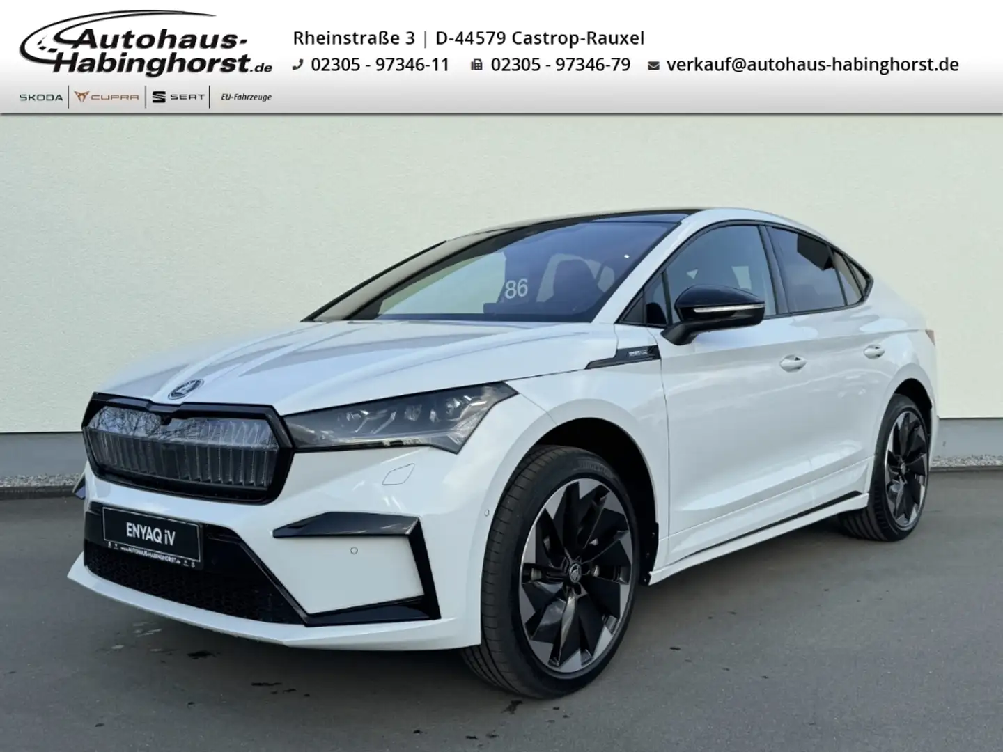 Skoda Enyaq Coupe 85 Sportline AHK Pano HeadUp Matrix 21Alu Weiß - 1