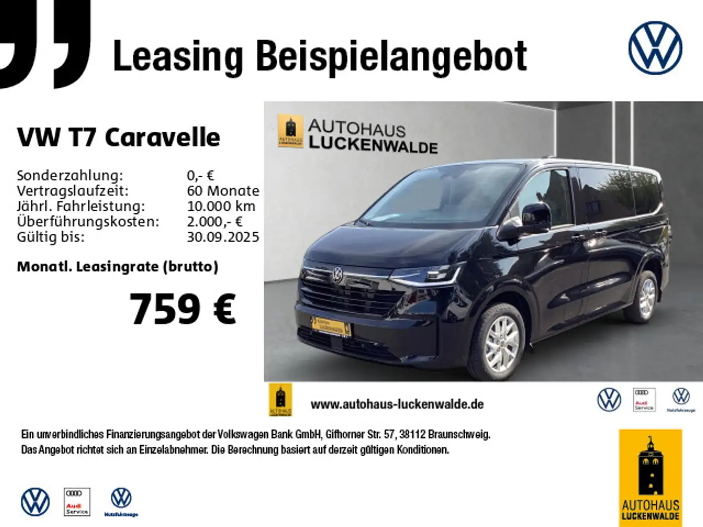 Volkswagen T7 Caravelle 2.0 TDI Style Aut. *PANO*IQ.LIGHT* Schwarz - 1