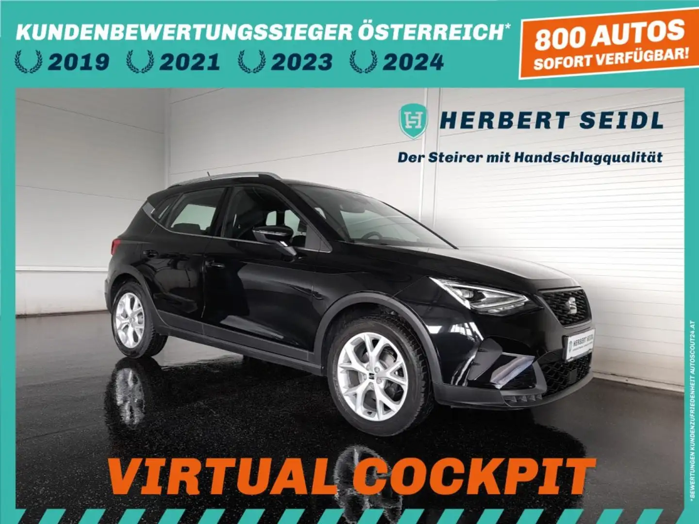SEAT Arona FR-LINE 1,5 TSI DSG *VOLL-LED / VIRTUELL / NAVI / TEMPOMAT / PDC / SHZG / SPURHALTEASSIST* Schwarz - 1