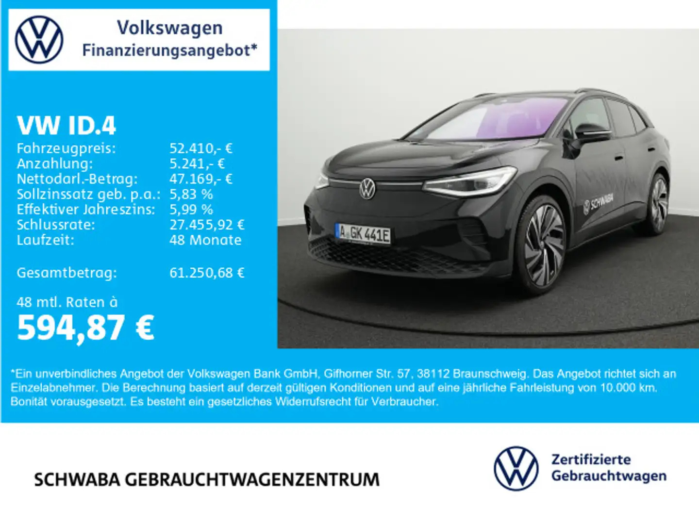 Volkswagen ID.4 Pro *Wärmep.*PANO*AHK*IQ.LIGHT*AHK*ACC*21"* Schwarz - 1