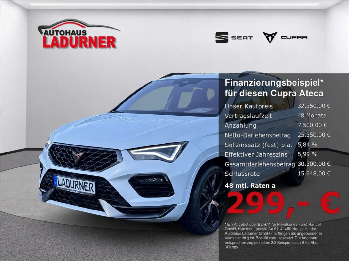 CUPRA Ateca 4 Drive*AHK+LED+360KAM+COPPER+PANODACH+PDC* Weiß - 1