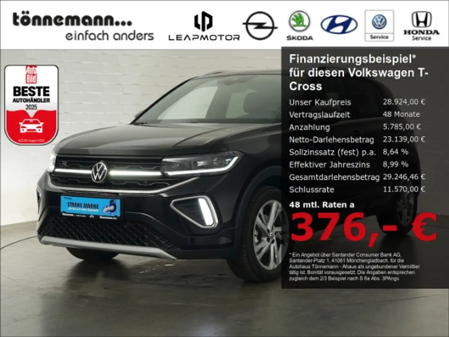 Volkswagen T-Cross R-LINE TSI DSG+AHK+MATRIX LED+RÜCKFAHRKAMERA+SITZH Nero - 1