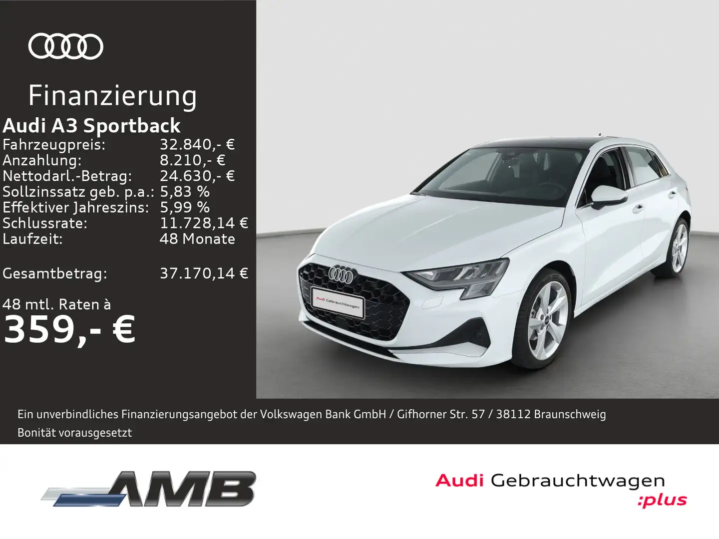 Audi A3 Advanced 30 TFSI Pano/Standhz/3.30G Weiß - 1