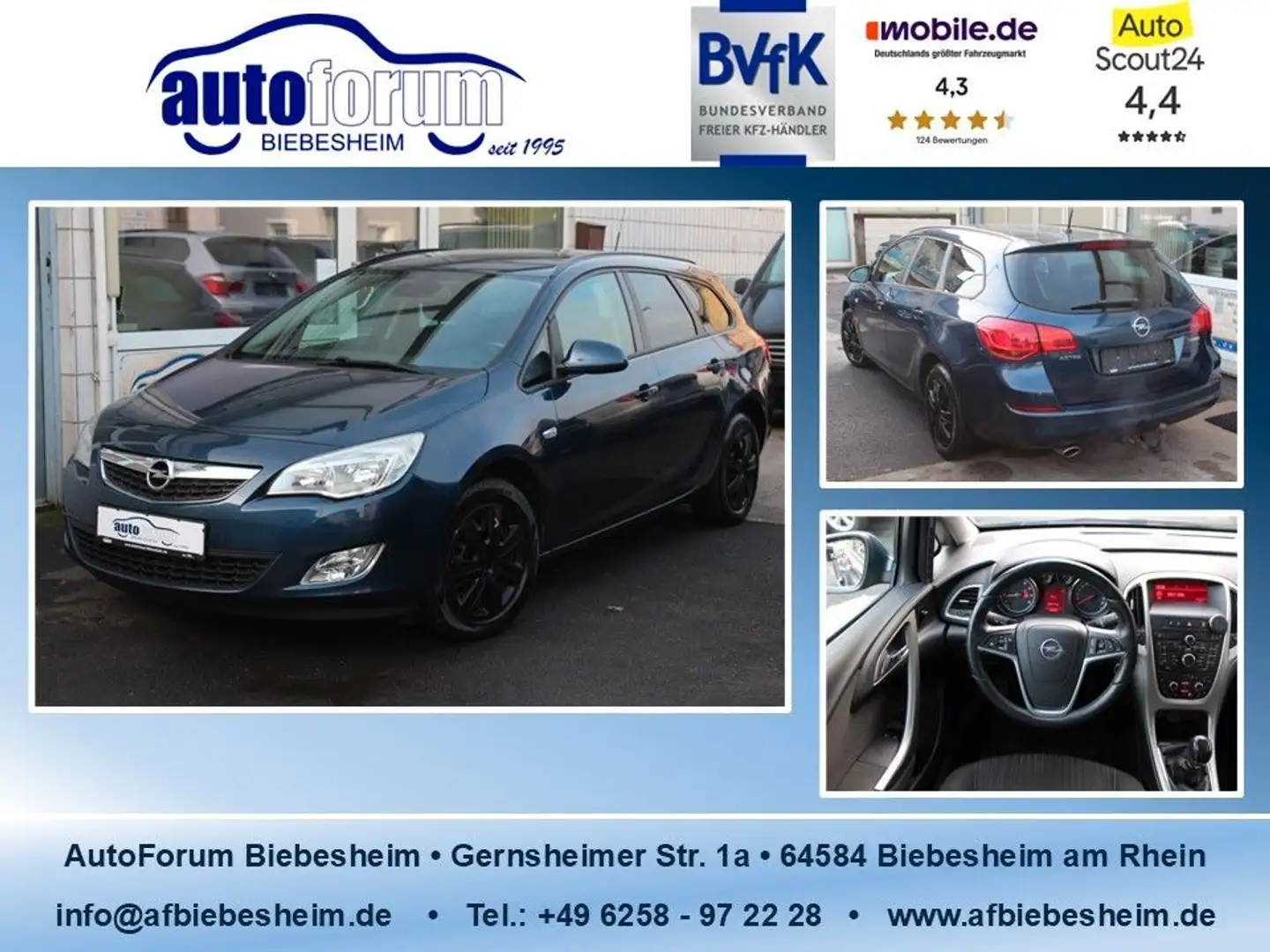 Opel Astra 1.4 J Sports Tourer Design Edition AHK Blau - 1