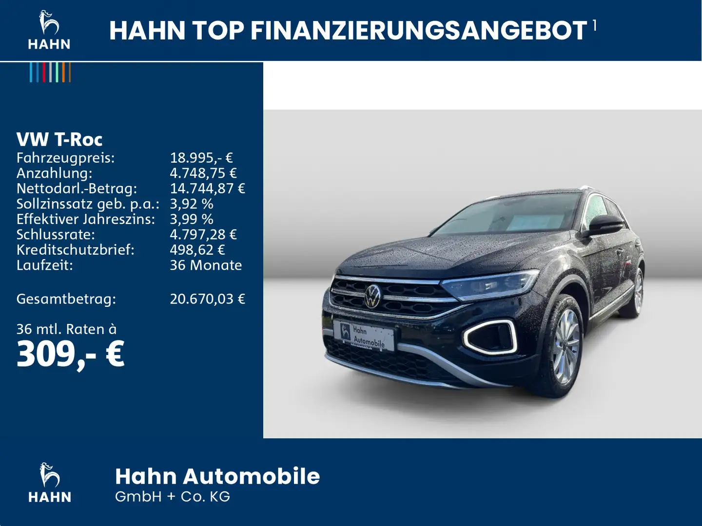 Volkswagen T-Roc 1.0TSI Style App-C Cam LED+ Navi Sportsitz Schwarz - 2