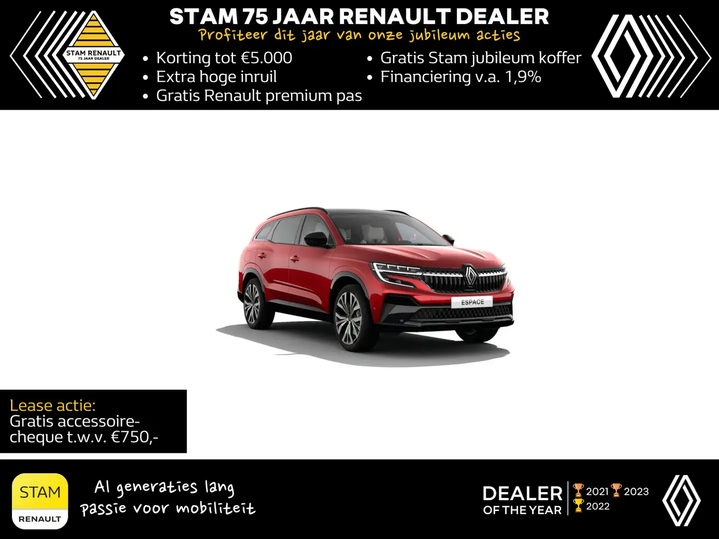 Renault Espace full hybrid 200 E-Tech Iconic Automaat Rood - 1