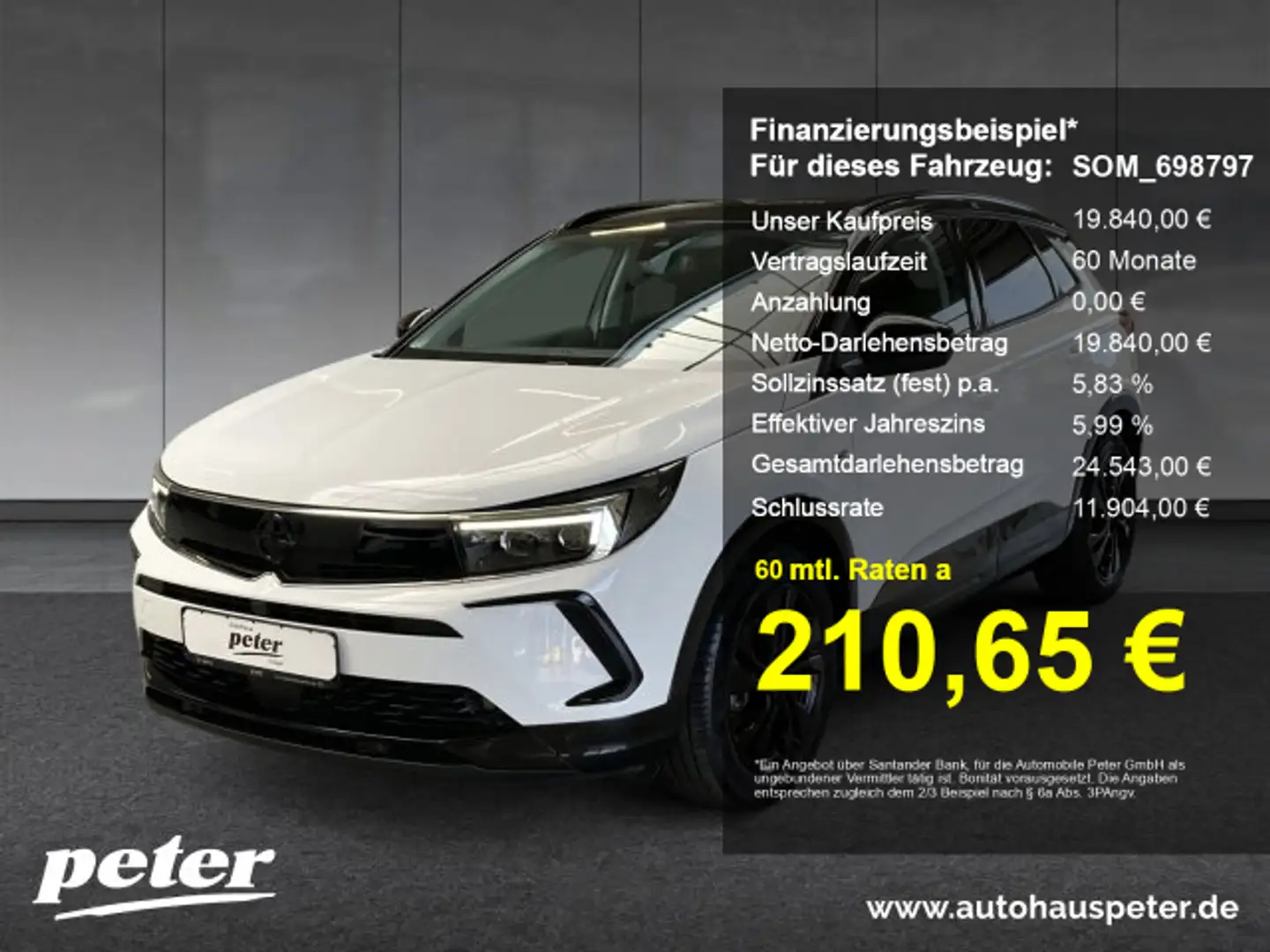 Opel Grandland Grandland 1.2 Turbo GS Line Klimaautomatik Alcantara Sitzheizung Weiß - 1