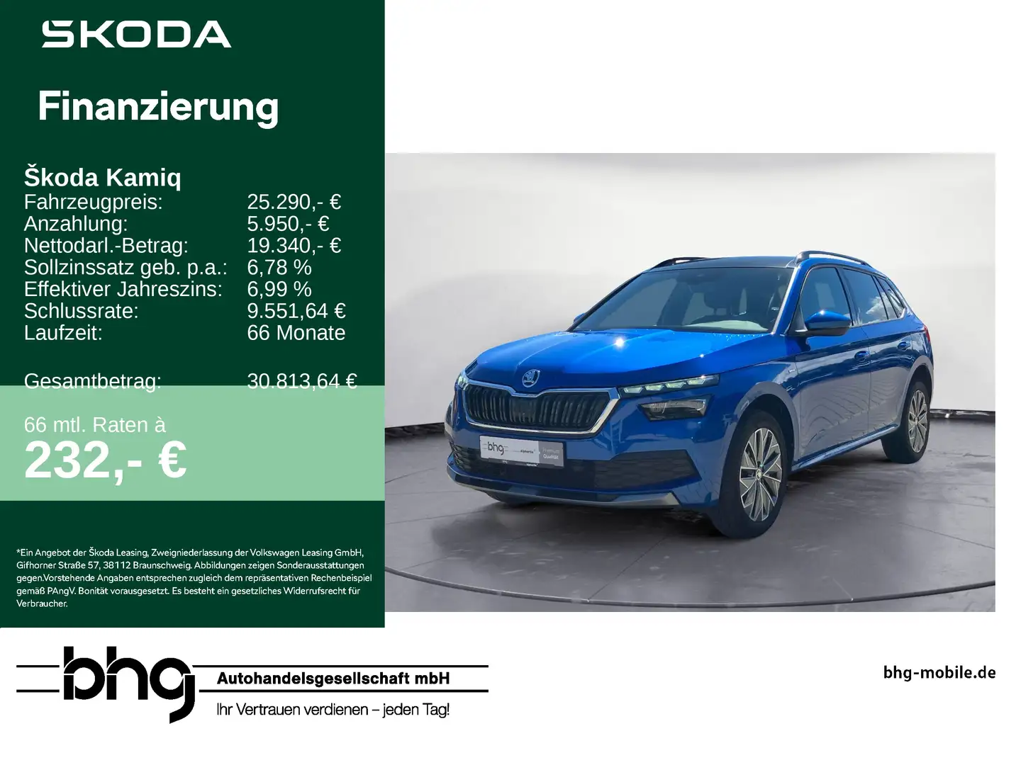 Skoda Kamiq 1.5 TSI DSG Tour AHK PanoDach Business+Rei Blau - 1