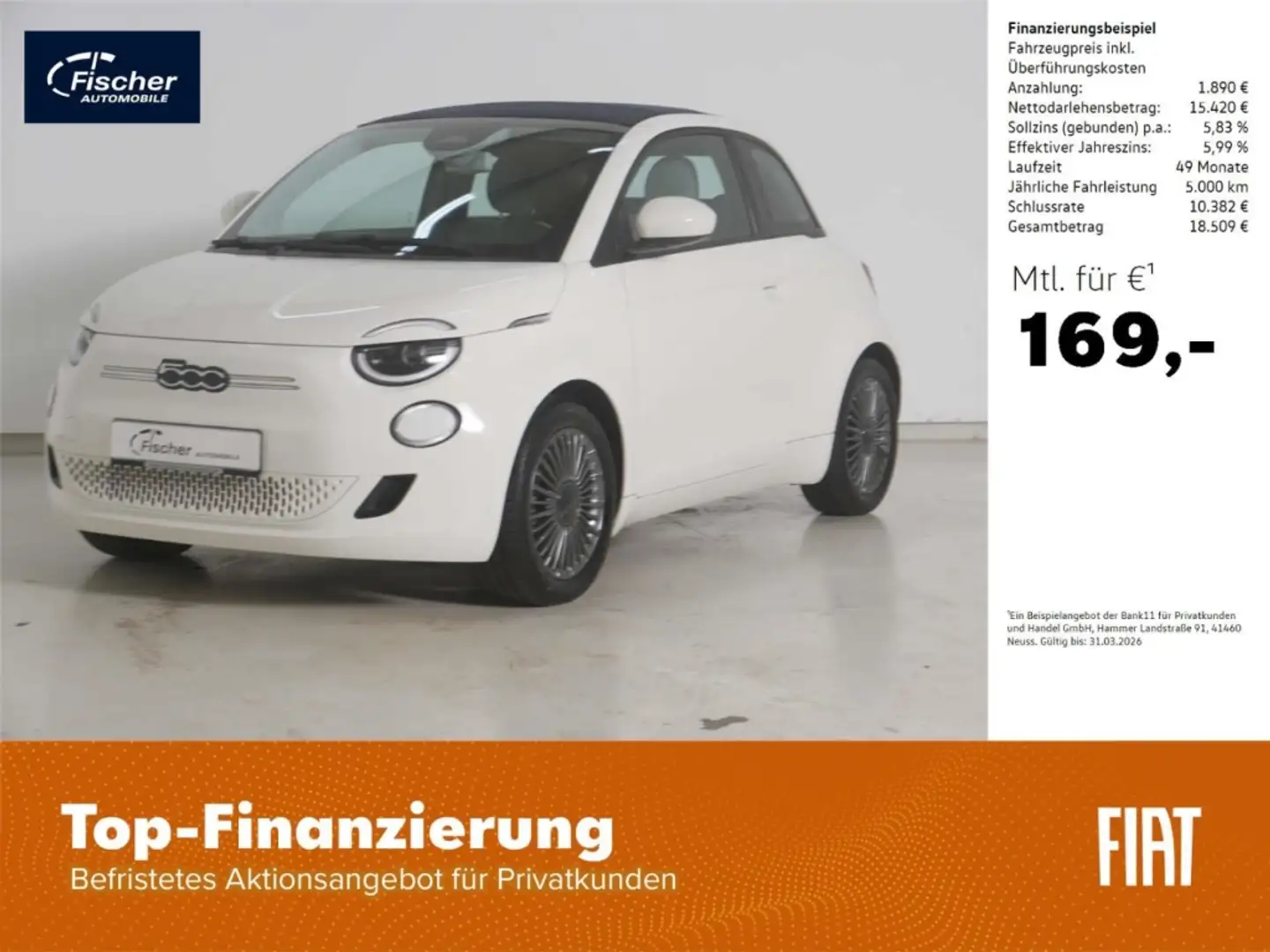Fiat 500e Elektro Icon LED/NAV/Komfort/Keyless Weiß - 1