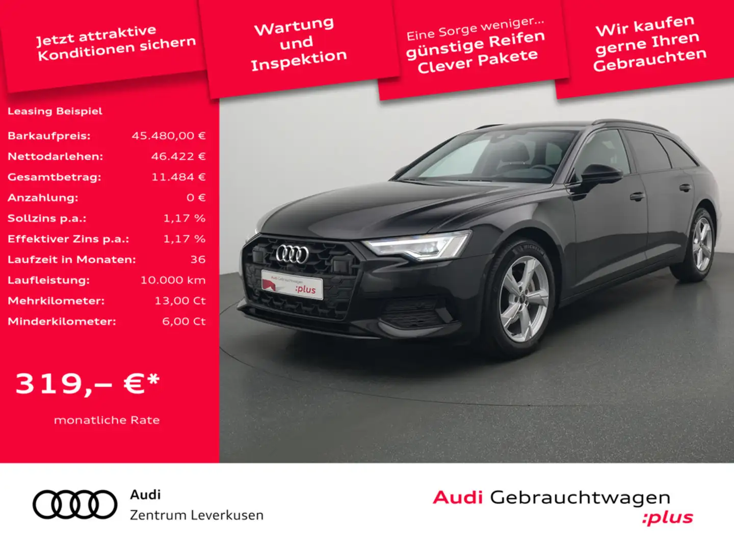 Audi A6 Avant S-TRON MEMORY LEDER MATRIX KAM 360° Schwarz - 1