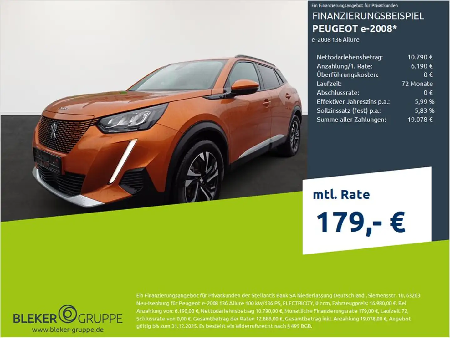Peugeot e-2008 e-2008 136 Allure Orange - 1