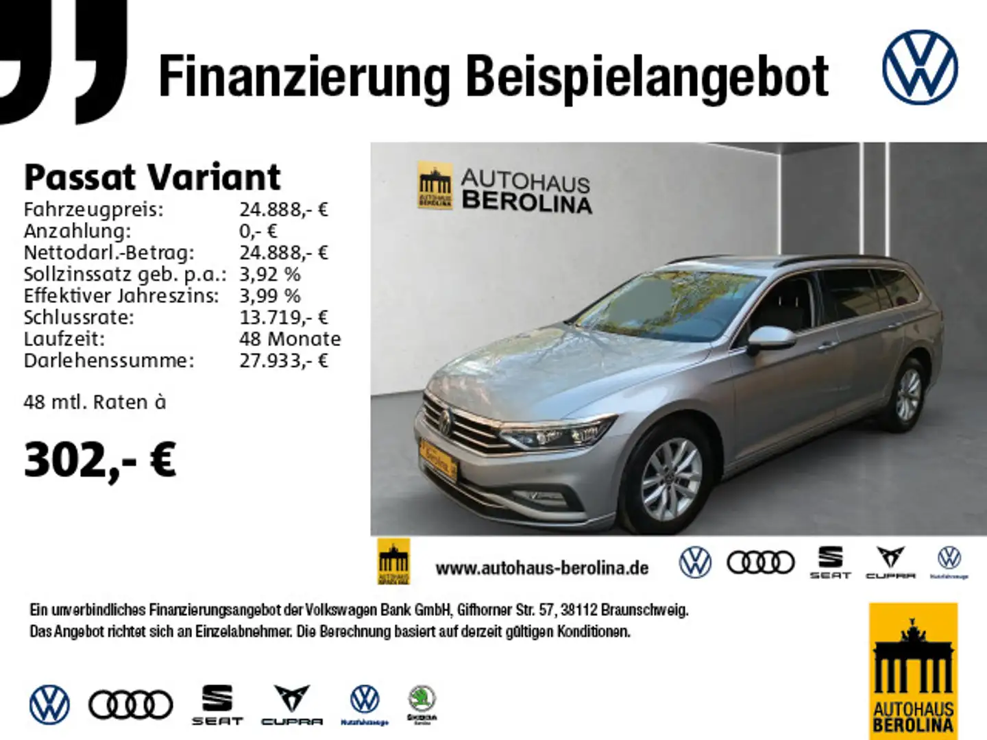 Volkswagen Passat Variant 2.0 TDI Business DSG *IQ-MATRIX* Silber - 1